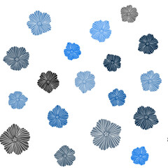 Light BLUE vector seamless elegant template with flowers.