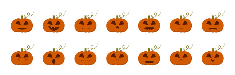 pumpkins with different facial expressions