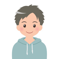 若い男性のバストアップイラスト 正面