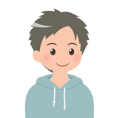 若い男性のバストアップイラスト 右向き