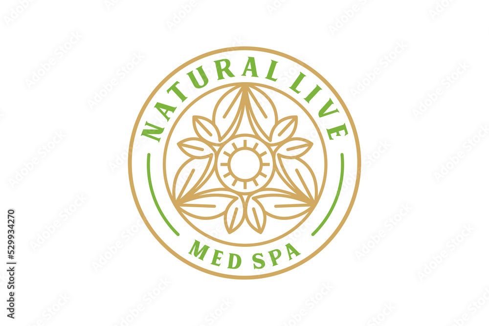 Wall mural Mandala leaf logo design nature spa yoga bauty wellness herbal plant icon symbol circle shape - Wall murals