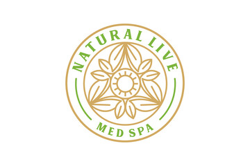 Mandala leaf logo design nature spa yoga bauty wellness herbal plant icon symbol circle shape