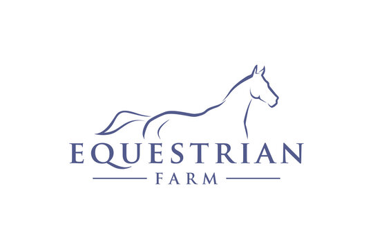 Equestrian horse back logo design riding running horses sport animal icon symbol