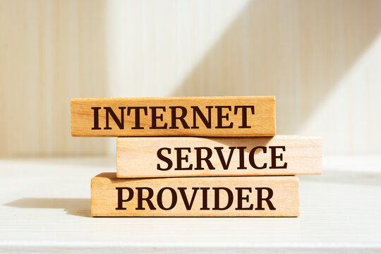 Wooden blocks with words 'Internet Service Provider'. Business concept