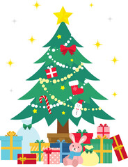 クリスマスツリーとプレゼント_ベクターイラスト