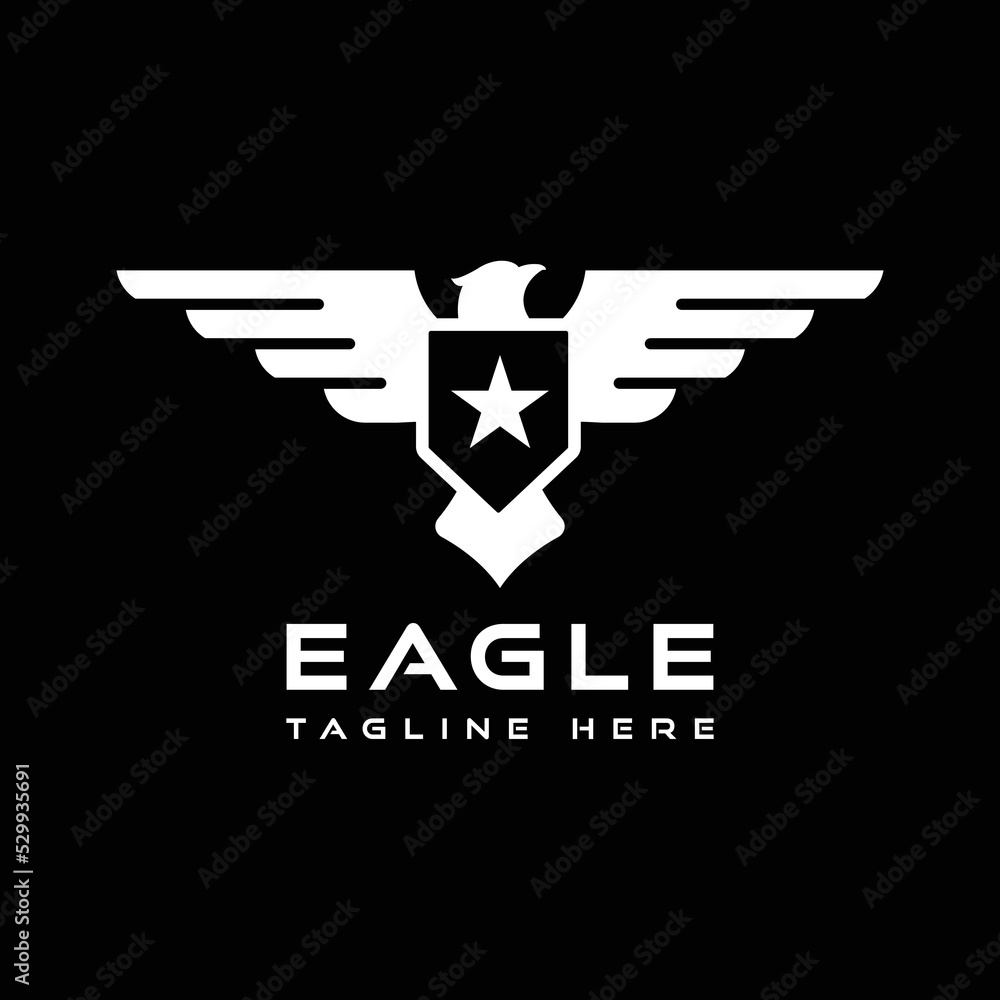 Canvas Prints eagle silhouette logo design with shield and star