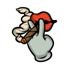 Smoking activity cartoon vector illustration