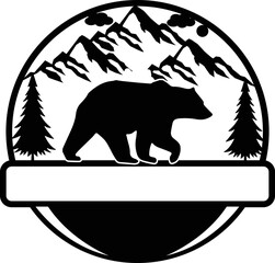 Naklejka na ściany i meble Bear Circle Sign with Mountain Circle