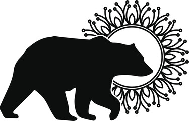 Bear Silhouette with Beautiful Mandala