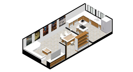Isometric Architectural Projection - AI Main Area Interior 1