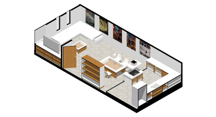 Isometric Architectural Projection - AI Main Area Interior 2