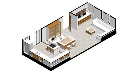 Isometric Architectural Projection - AI Main Area Interior 3