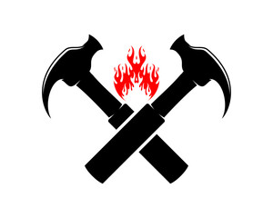 hammer with fire in the middle