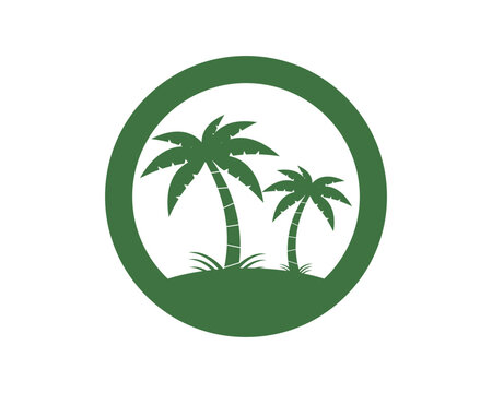 Circle shape with palm tree inside