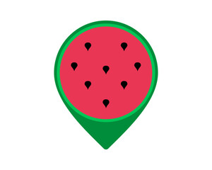 Location pin with watermelon inside