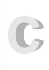 The image of the letter C has a shadow of the letter. used for graphics