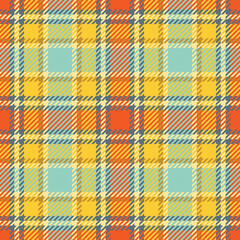 Tartan plaid seamless pattern. Traditional geometric checkered ornament of orange, yellow and gray