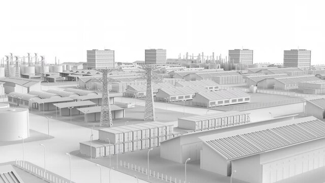 White industry model or smart industrial estate park with infrastructure