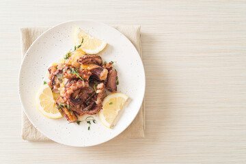 grilled octopus or squid with butter lemon sauce