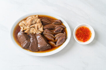 stewed duck offal in brown soup