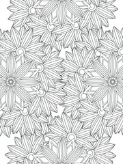 Doodle floral pattern in black and white. A page for coloring book: fascinating and relaxing job for children and adults. Zentangle drawing. Flower carpet in a magic garden
