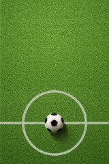 Soccer field or Football field with soccer ball on green grass background - obrazy, fototapety, plakaty
