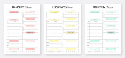 Productivity Planner Template. Productivity Planner Design. Daily Planner Design Template Set. Planner Design Template. Life and Business Planner. Organizer & Schedule Planner.