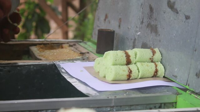 cooking cake "putu" a traditional food from Indonesia.