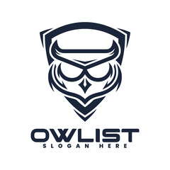 Vector Logo Illustration Owl Line Art Style.