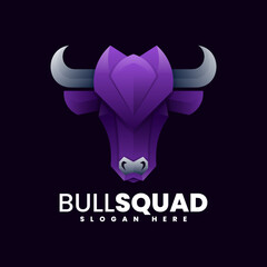 Vector Logo Illustration Strong Bull Gradient Colorful Style.