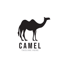 Black Camel Illustration Animal Logo Silhouette.