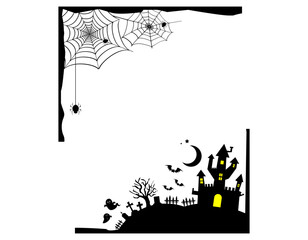 ハロウィンのメッセージカード　城　　ベクターイラスト