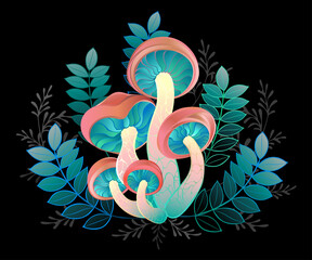 Naklejka premium Strange pink mushrooms