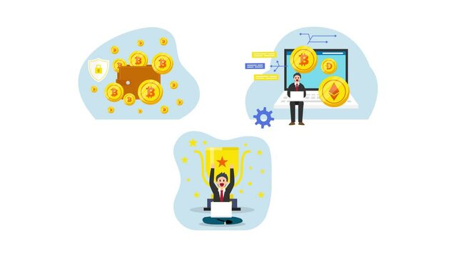 Businessman investing cryptocurrency coins