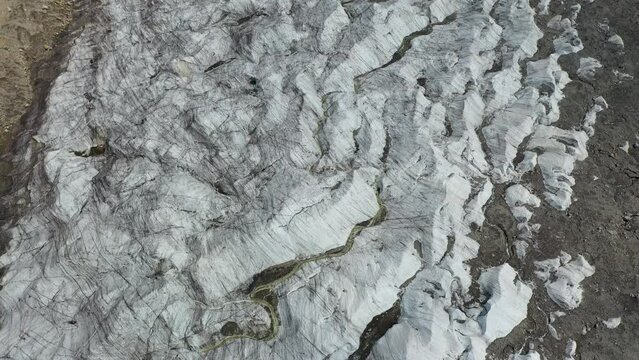 Drone shot of Nanga Parbat with a glacier, Fairy Meadows Pakistan, tilting upward aerial shot