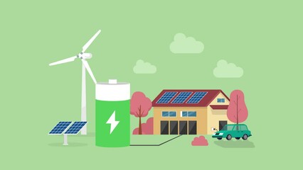 Modern house get energy resource from wind turbine