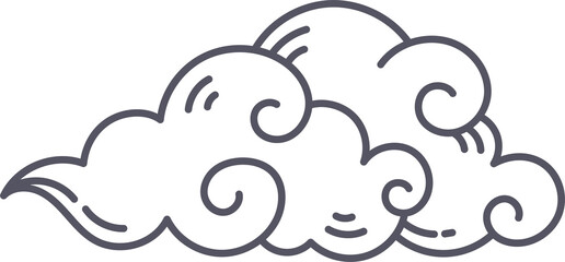 Oriental Style Cloud Doodle Element