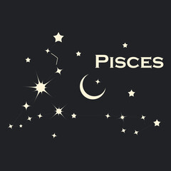 Obraz na płótnie Canvas Star constellation zodiac Pisces Vector. All elements are isolated