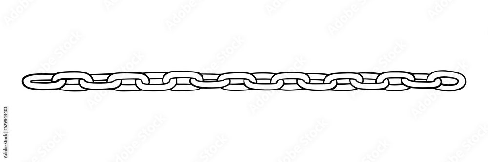 Poster chain as symbol of unity and cooperation. sketch of metal chains. vector illustration isolated in wh