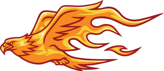 Fire Eagle Phoenix Falcon Head Flame Logo Template Design
