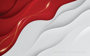 Red and white dimension background dynamic papercut layers