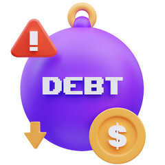 Financial debt burden warning in business, 3d illustration rendering