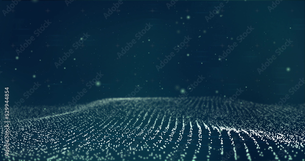Poster image of multiple floating light spots on blue background