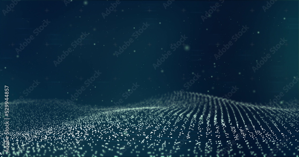 Poster image of multiple floating light spots on blue background
