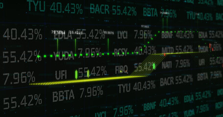 Fototapeta premium Image of stock exchange and financial data processing