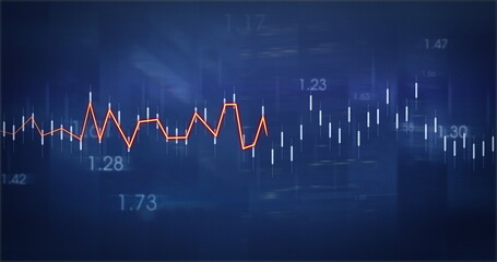 Obraz premium Image of diagrams with numbers on blue background