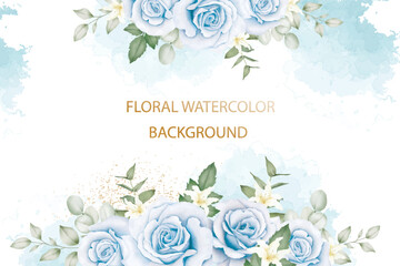 Background Watercolor Floral Navy Blue 