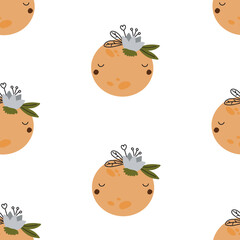 Seamless pattern of outer space with full moon. Vector illustration for your design