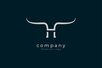 Initial H horn Logo, minimalist letter H with horn design logo, vector illustration