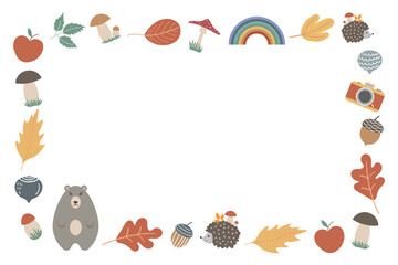 Horizontal rectangular frame with autumn elements